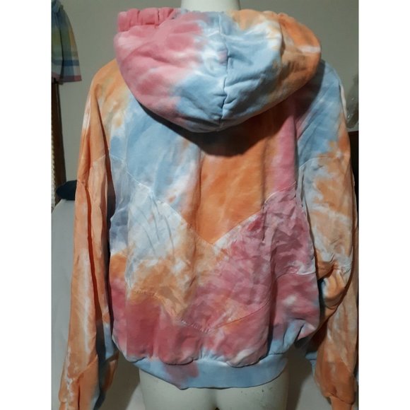 PINK BY VICTORIA'S SECRET TIE DYE CROPPED HOODIE SZ LG - Picture 3 of 9